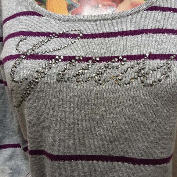 Guess Sweater, Gray, Purple Bling - Picture 4 of 7